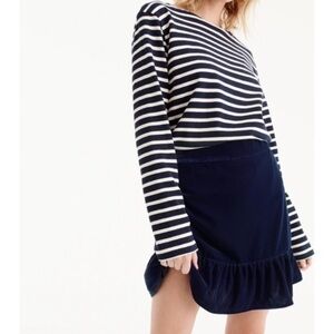 JCrew navy velvet peplum mini skirt with pockets
